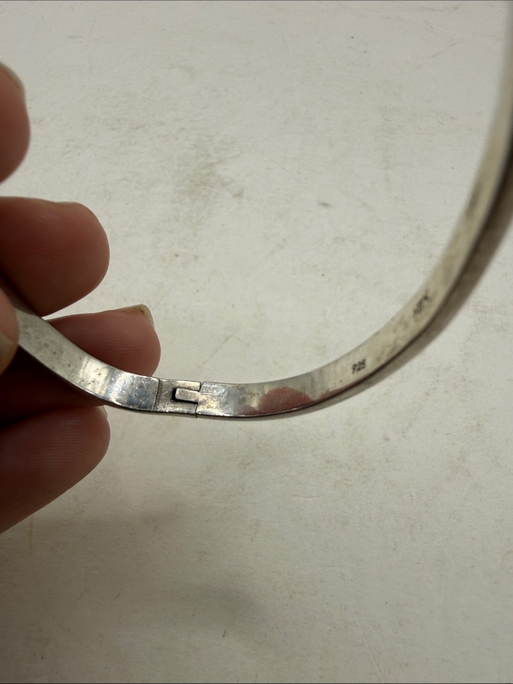 Vtg Silver 925 Hinged Bangle Bracelet Rainbow Opal Inlay Wavy Mexico Taxco? - Picture 8 of 16